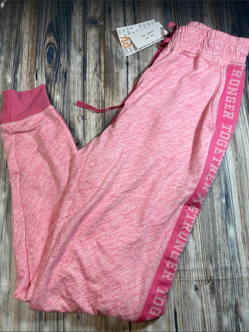 LuLaRoe Pink 'Stronger Together' Girls Track Joggers Breast Cancer Awareness